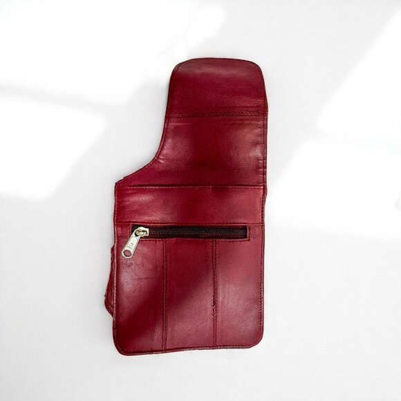 Vintage Burgundy Leather Chest Sling Crossbody Bag – Unisex Travel Utility Style - Picture 5 of 8